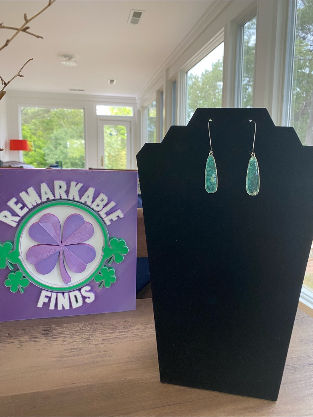 Turquoise colored teardrop dangle earrings